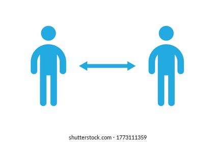 Keep your distance. Social preventive measure for coronavirus prevention. Warning sign with person icon.