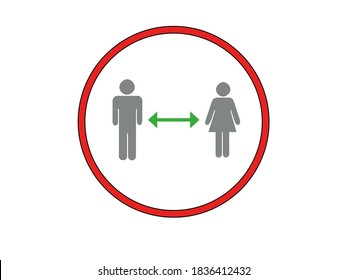 Keep your distance vector icon on white background