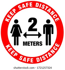 Signo de advertencia a distancia Corona y COVID-19, 2 metros