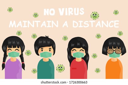 Keep your distance and wearing protective Medical mask for prevent virus  Covid-19. 