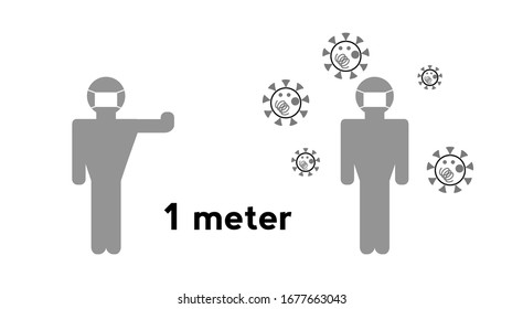 Keep your distance when you meet. Safety when communicating with other people. Warning poster. Vector.