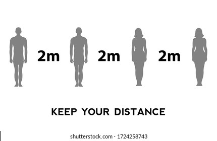 Keep your distance when you meet. Safety when communicating with other people. Warning poster. Vector.