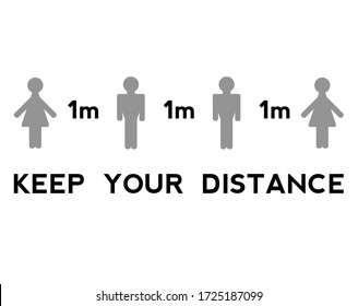 Keep your distance when you meet. Safety when communicating with other people. Warning poster. Vector.