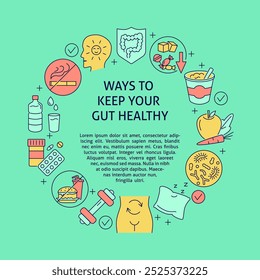 Keep your gut healthy banner template with place for text. Vector illustration.