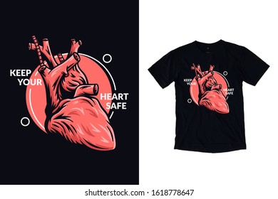 Keep your heart safe illustration for t shirt design