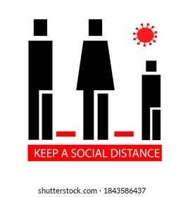 Mantén tu distancia social. Icono, pegatina. Vector