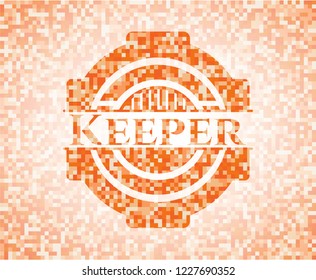 Keeper abstract emblem, orange mosaic background