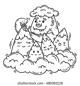 Keeper of the mountains. Isolated objects on white background. Vector illustration.