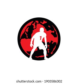 the keeper with red earth, silhouette a man ready to catch ball, vector illustrations