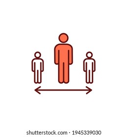 Keeping away from contact with sick person RGB color icon. Getting sick prevention. Physical distancing. Preventive measures in workplace. Providing right precautions. Isolated vector illustration