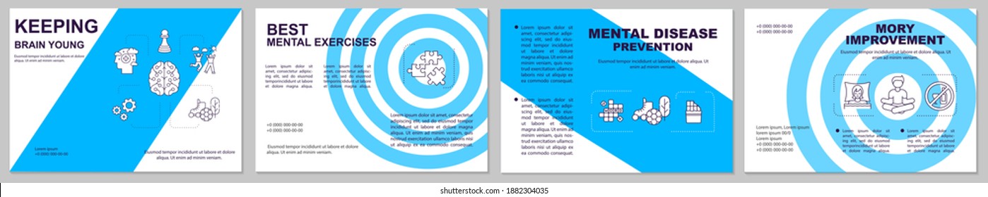 Keeping brain young brochure template. Self development tips flyer, booklet, leaflet print, cover design with linear icons. Vector layouts for magazines, annual reports, advertising posters