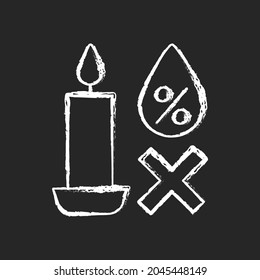Keeping candles in dry spot chalk white manual label icon on dark background. Exposure to moisture. Humidity adjustment. Isolated vector chalkboard illustration for product use instructions on black