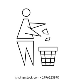 Keeping the clean. Forbidden icon. Pitch in put trash in its place. Tidy man or do not litter, symbols, keep clean and dispose of carefully and thoughtfully. Vector