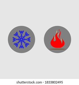 Keeping cold icon and a fire.flat design.vector illustration