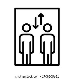 Keeping a distance between people in Elevator Concept Vector Icon Design, Coronavirus Prevention symbol on white background, Social Distance Sign