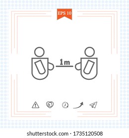 Keeping a Distance Vector Sign. 1 meter Rule. Social Distancing Vector Icon. Social Distancing Campaign. Design Showing 1 meter Distance from Each Other. Physical Distancing.