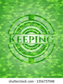 Keeping green emblem with mosaic background
