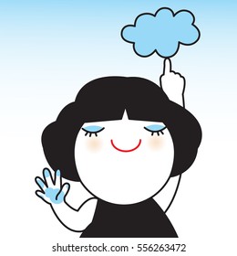 Manos Que Tocan La Nube Y Los Pies Tocan La Ilustración De Carácter De La Tarjeta De Concepto De Tierra