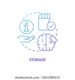 Keeping information in brain blue gradient concept icon. Storage in psychology. Retain knowledge. Memory abstract idea thin line illustration. Isolated outline drawing. Myriad Pro-Bold font used