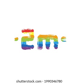 Keeping social distance, stay healthy, covid 19 icon. Drawing sign with LGBT style, seven colors of rainbow (red, orange, yellow, green, blue, indigo, violet