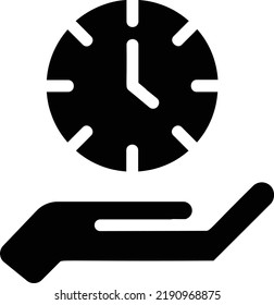 Icono De Tiempo Con Estilo De Glifo, Signo De Administración De Tiempo Y Símbolo Aislado En Fondo Blanco