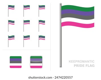 Keepromantic Pride Flag Winken Animation App Icon Vektorgrafik