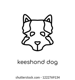 Keeshond dog icon. Trendy modern flat linear vector Keeshond dog icon on white background from thin line dogs collection, editable outline stroke vector illustration