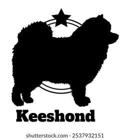 Keeshond cão silhueta, cão, raças de cães, logotipo, vetor, silhueta, design de logotipo, animal, ilustração, ícone, sinal, design, preto, símbolo, pet