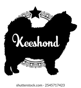 Keeshond. silhueta do cão, cão, raças de cães, vetor, silhueta, design do logotipo, animal, ilustração, ícone, sinal, preto, animal de estimação