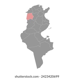 Kef Governorate map, administrative division of Tunisia. Vector illustration.