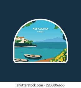 kefalonia emblem patch. Travel to greece. vector illustration with minimalist style.