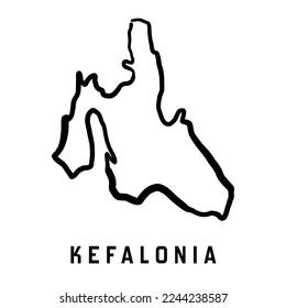 Kefalonia island map in Greece. Simple outline. Vector hand drawn simplified style map.