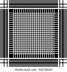 Keffiyeh checkered vector pattern. Traditional Middle Eastern headdress. Shemagh military textile collection. White on black. Backgrounds & textures shop.