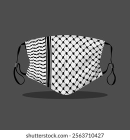 Keffiyeh pattern medical face mask illustration vector design. Typical Palestinian style. 