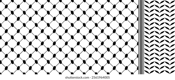 Keffiyeh Pattern , symbol of resistance, cultural representation, Palestinian identity, Black-white modern geometric seamless pattern ornament, Palestine solidarity scarf