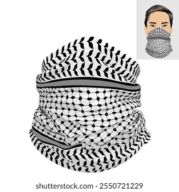 Keffiyeh scraf face mask illustration vector design. 