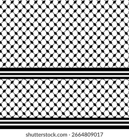 Keffiyeh Diseño de patrón sin fisuras | Palestina Kufiyeh | Kufiyah Diseño tradicional palestino de fondo blanco y negro | Patrón islámico Patrón árabe oriental | Decoración musulmana