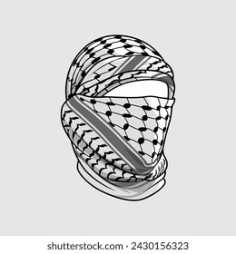 Keffiyeh - traditional Arabic headgear isolated on grey background