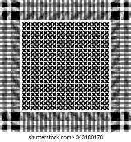 Keffiyeh vector seamless pattern with hounds tooth print. Traditional Middle Eastern headdress. Black and white. Backgrounds & textures shop.