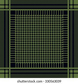 Keffiyeh vector seamless pattern. Traditional Middle Eastern headdress. Shemagh military textile collection. Green on black. Backgrounds & textures shop.
