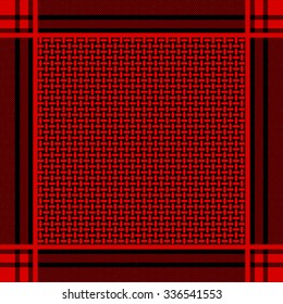 Keffiyeh vector seamless pattern. Traditional Middle Eastern man headdress. Shemagh military textile collection. Black and dark red. Backgrounds & textures shop.