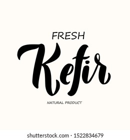 Kefir handwritten lettering. Design template typography for kefir packaging . Vector illustration.
