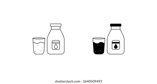 kefir set icon with white background vector stock illustration