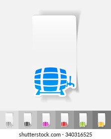 keg of beer paper sticker with shadow. Vector illustration