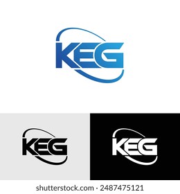 KEG letter initial around into a circle logo design template