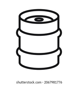 Keg. A metal barrel with draft beer or other beverage. The safest type of beer containers for transportation. Vector illustration isolated on a white background for design and web.