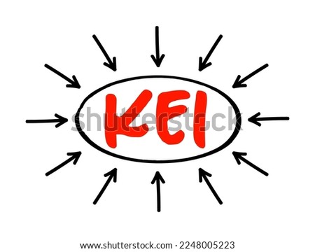 KEI Keyword Effectiveness Index - compares the count result with the number of competing web pages to pinpoint which keywords are most effective, acronym text concept with arrows