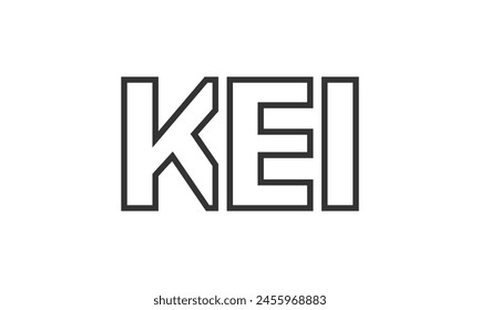 KEI-Logo-Design-Vorlage mit kräftigem und modernem Fettdruck. Einfache und minimale Typografie auf Basis des Logos für die Vektorgrafik. Trendige Firmenidentität ideal für Unternehmen brande Präsenz.