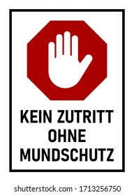 Kein Zutritt ohne Mundschutz ("No Entry without Face Mask" en alemán) Stop Sign contra la propagación del nuevo Coronavirus Covid-19. Imagen vectorial.