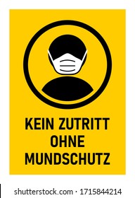 Kein Zutritt ohne Mundschutz ("No Entry without Face Mask" en alemán) Firma contra la propagación del nuevo Coronavirus Covid-19. Imagen vectorial.